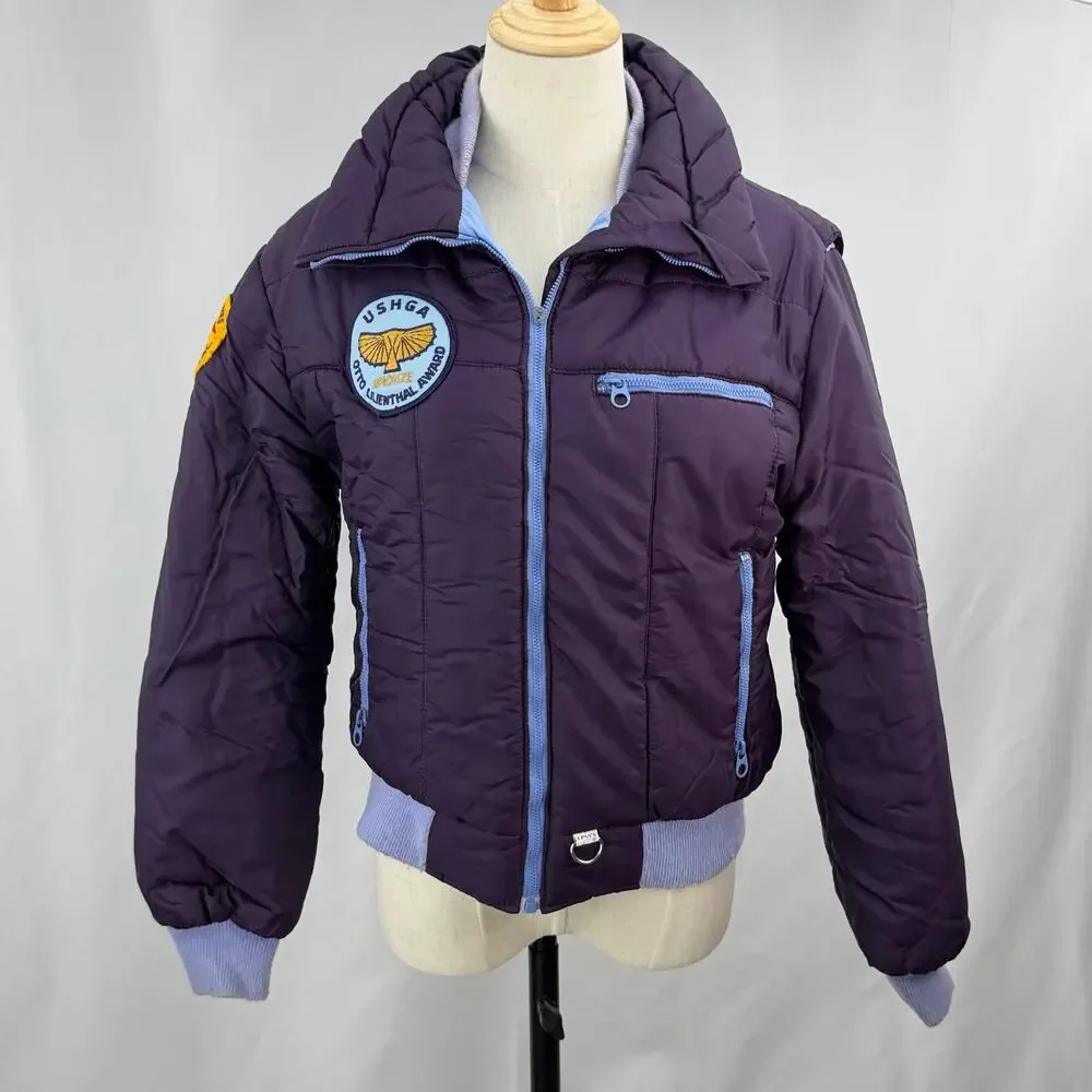 Vintage Levi’s USHGA Hang Gliding Puffer Jacket USA Plum Blue Youth 12